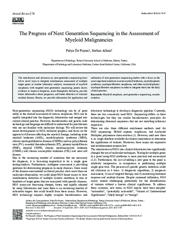 (PDF) The Progress of Next Generation Sequencing in Assessment of ...