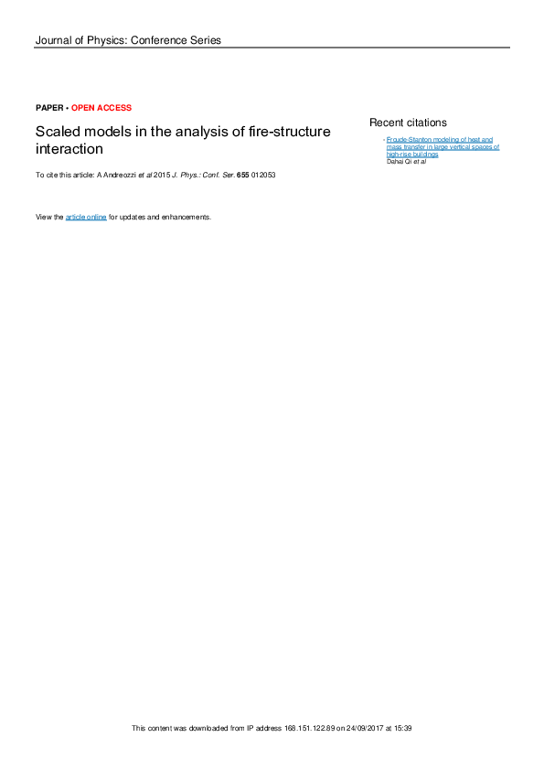 (PDF) Scaled models in the analysis of fire-structure interaction