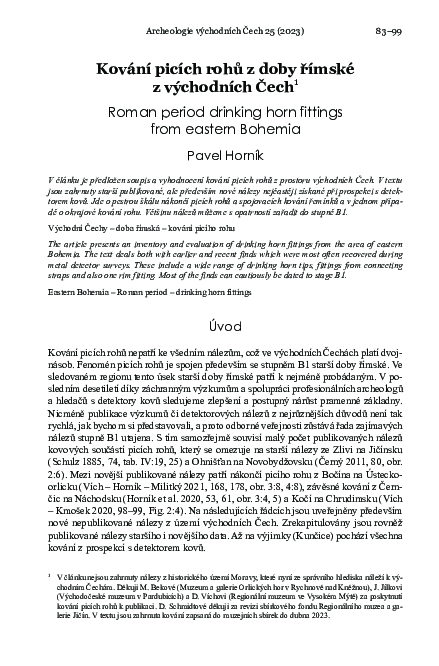 Horník, P. 2023: Roman period drinking horn fittings from eastern Bohemia. Archeologie východních Čech 25 (2023), 83-99