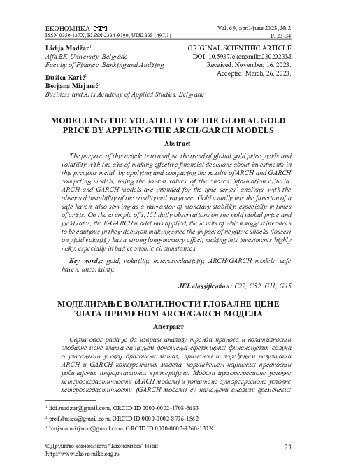 (PDF) Modelling the volatility of the global gold price by applying the ...