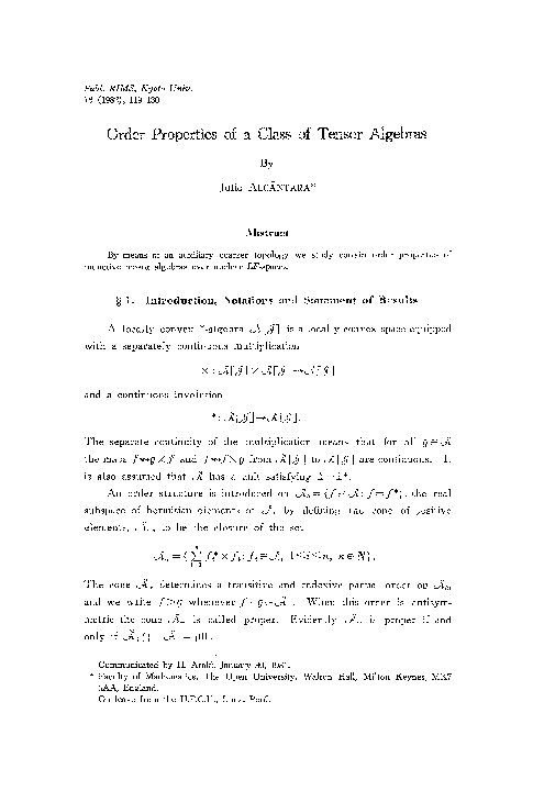 (PDF) Order properties of a class of tensor algebras