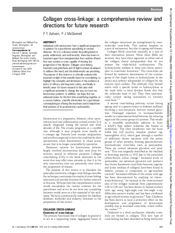 (PDF) Collagen cross-linkage: a comprehensive review and directions for ...