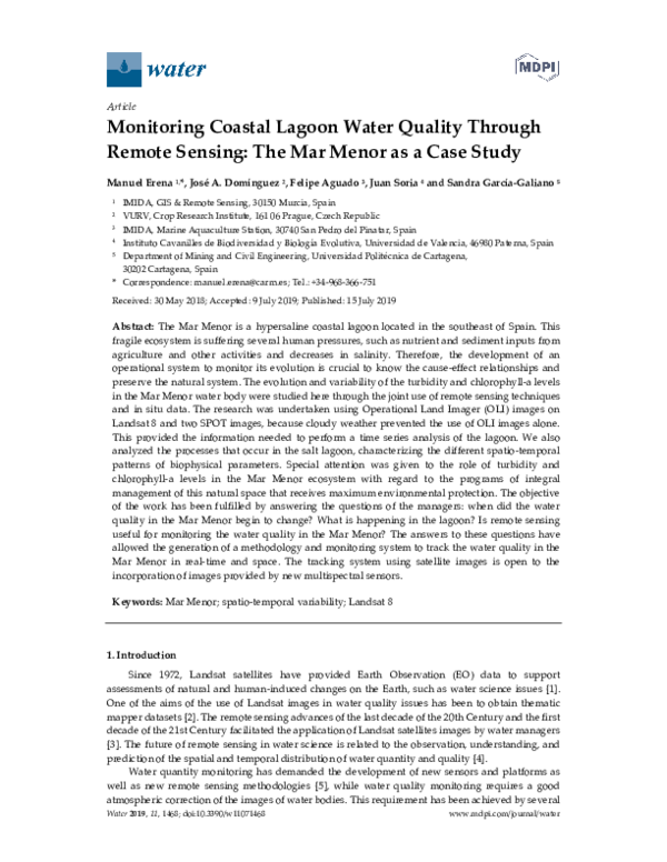 (PDF) Monitoring Coastal Lagoon Water Quality Through Remote Sensing ...