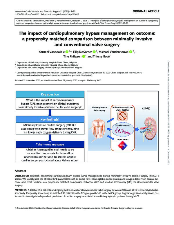 (PDF) The impact of cardiopulmonary bypass management on outcome: a ...
