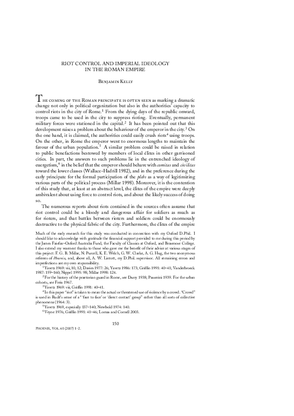 (PDF) Riot Control and Imperial Ideology in the Roman Empire