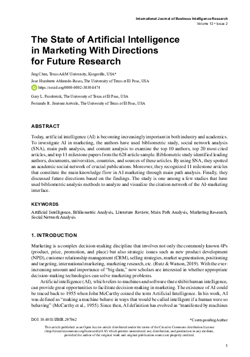 (PDF) The State of Artificial Intelligence in Marketing With Directions ...