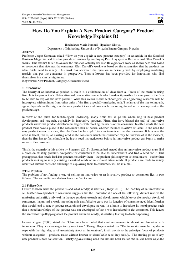 (PDF) How Do You Explain A New Product Category? Product Knowledge ...