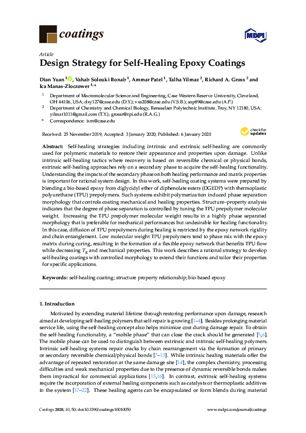 (PDF) Design Strategy for Self-Healing Epoxy Coatings