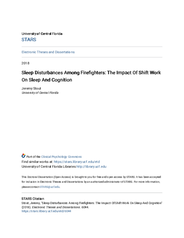 (PDF) Sleep Disturbances Among Firefighters: The Impact Of Shift Work ...