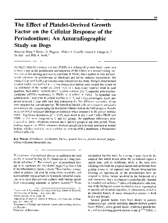 (PDF) The Effect of Platelet‐Derived Growth Factor on the Cellular ...