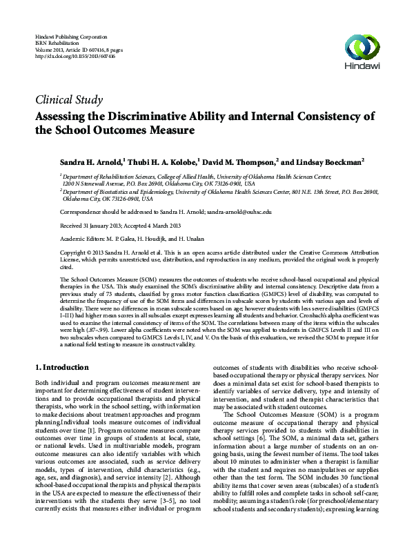 (PDF) Assessing the Discriminative Ability and Internal Consistency of ...