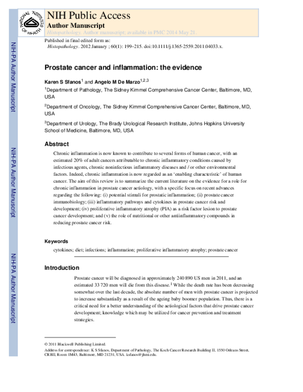 (PDF) Prostate cancer and inflammation: the evidence