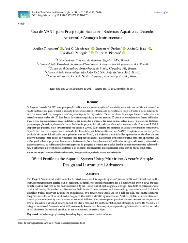 Uso de VANT para Prospecção Eólica em Sistemas Aquáticos: Desenho Amostral e Avanços Instrumentais