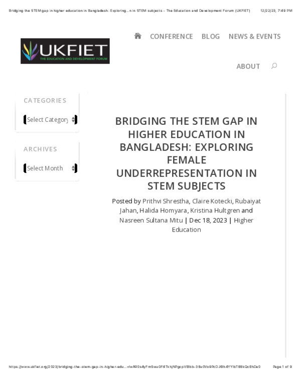 (PDF) Bridging the STEM gap in higher education in Bangladesh ...
