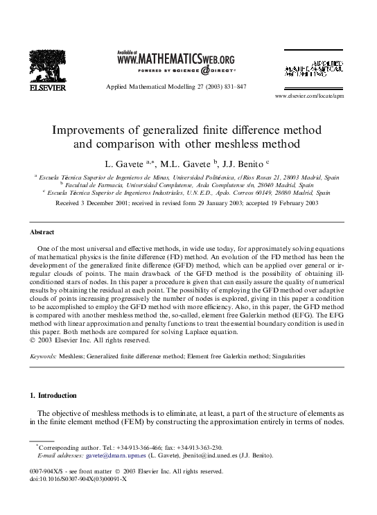 (PDF) Improvements of generalized finite difference method and ...