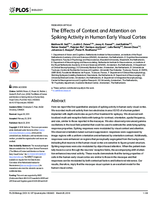 (PDF) The Effects of Context and Attention on Spiking Activity in Human ...