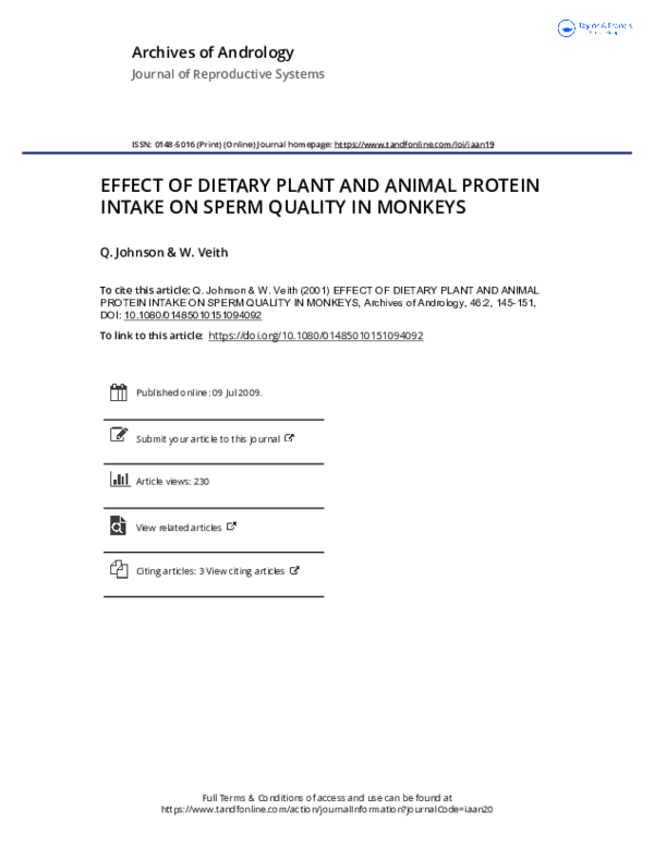 (PDF) Effect of Dietary Plant and Animal Protein Intake on Sperm ...