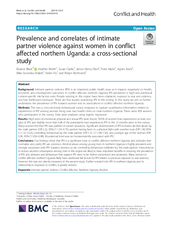 (PDF) Prevalence and correlates of intimate partner violence against ...