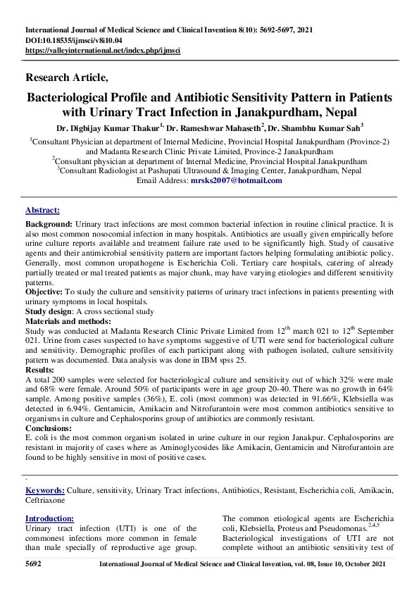 (PDF) Bacteriological Profile and Antibiotic Sensitivity Pattern in ...