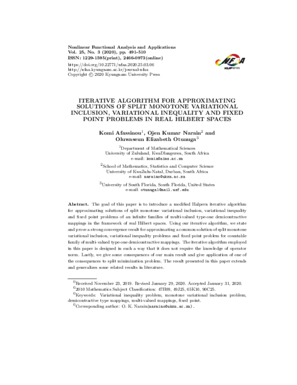 (PDF) Iterative Algorithm for Approximating Solutions of Split Monotone ...