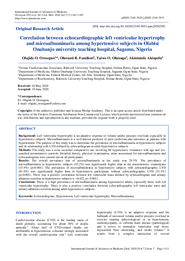 (PDF) Correlation between echocardiographic left ventricular ...