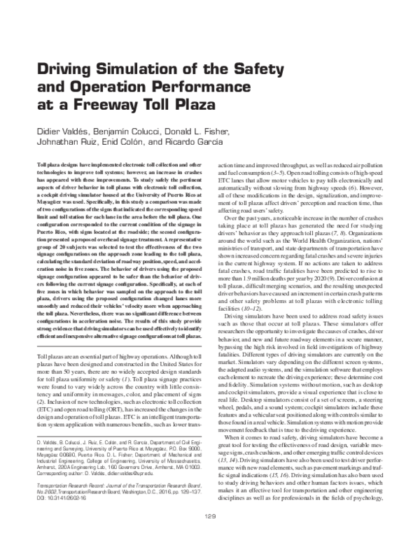 (PDF) Driving Simulation of the Safety and Operation Performance at a ...