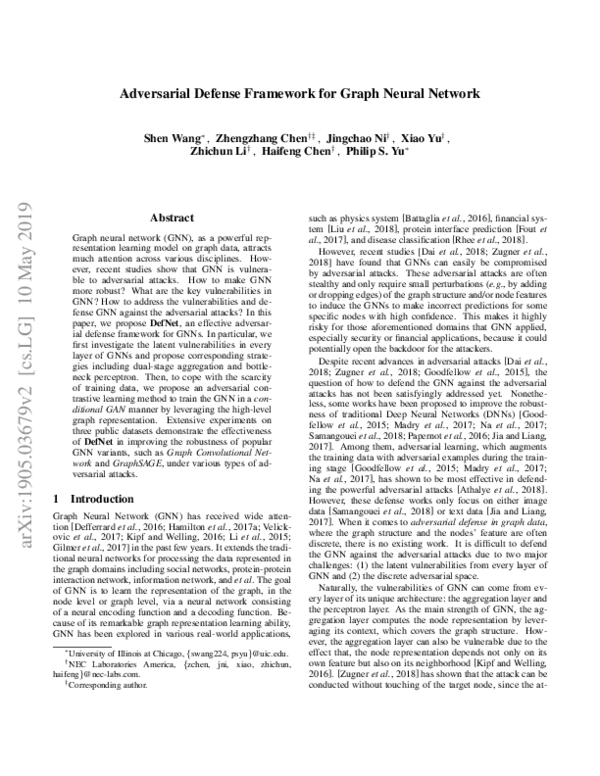 (PDF) Adversarial Defense Framework for Graph Neural Network