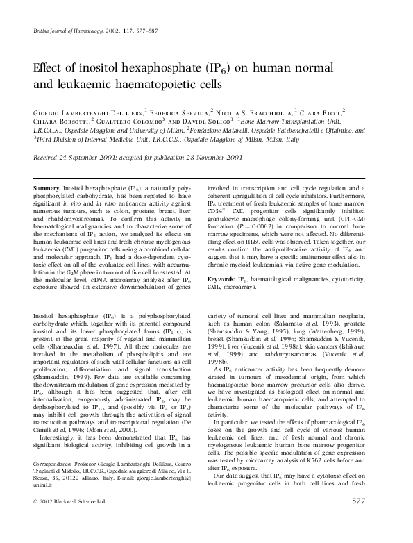 (PDF) Effect of inositol hexaphosphate (IP6) on human normal and ...