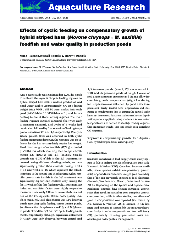(PDF) Effects of cyclic feeding on compensatory growth of hybrid ...