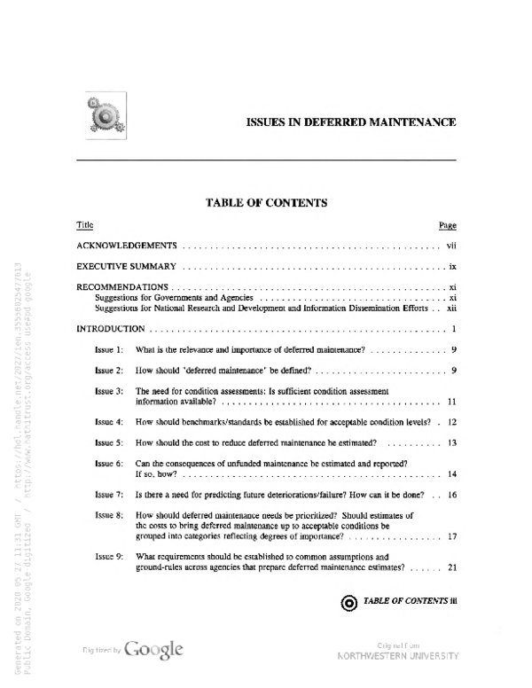 (PDF) Issues in Deferred Maintenance