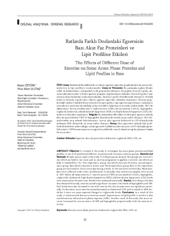 (PDF) The Effects of Different Dose of Exercise on Some Acute Phase ...