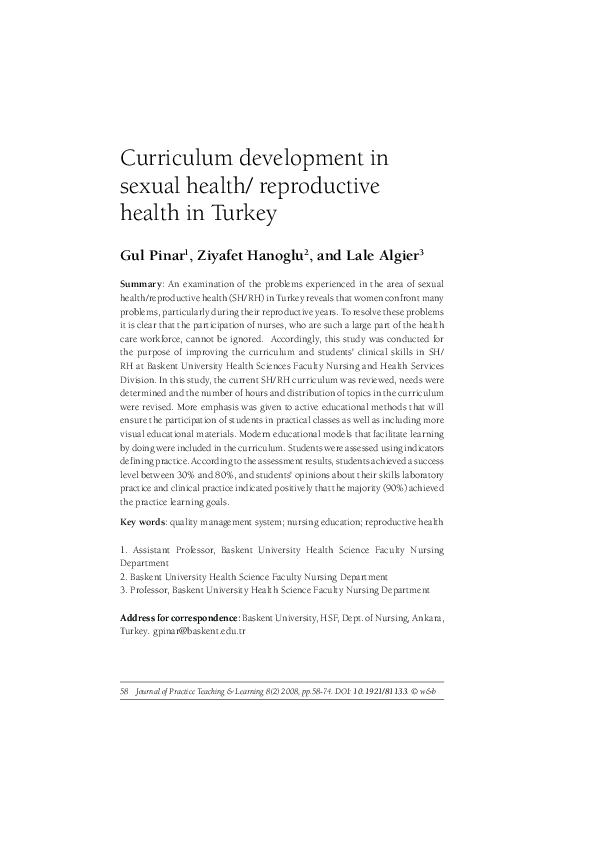 (PDF) Curriculum development in sexual health/ reproductive health in ...