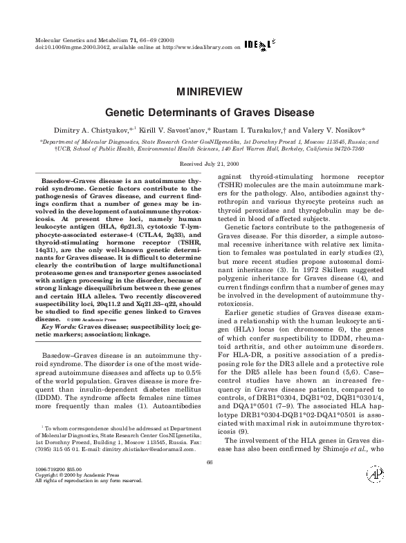 (PDF) Determinants of Graves Disease Кирилл Савостьянов