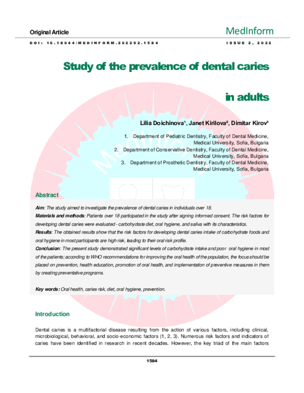 (PDF) Study of the prevalence of dental caries in adults