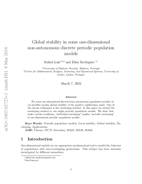 (PDF) Global stability in some one-dimensional non-autonomous discrete ...