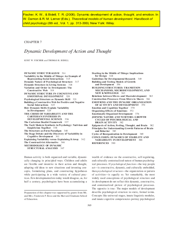 (PDF) Dynamic Development of Action and Thought