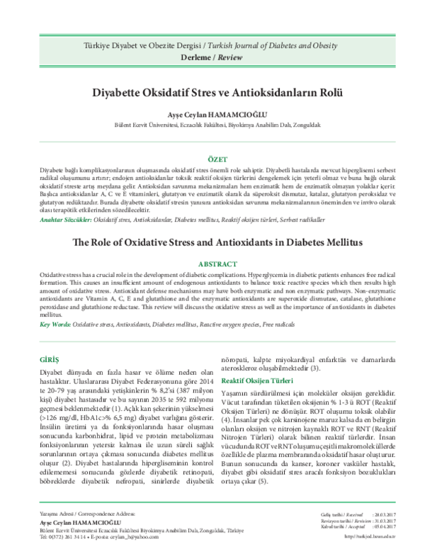 (PDF) The Role of Oxidative Stress and Antioxidants in Diabetes Mellitus