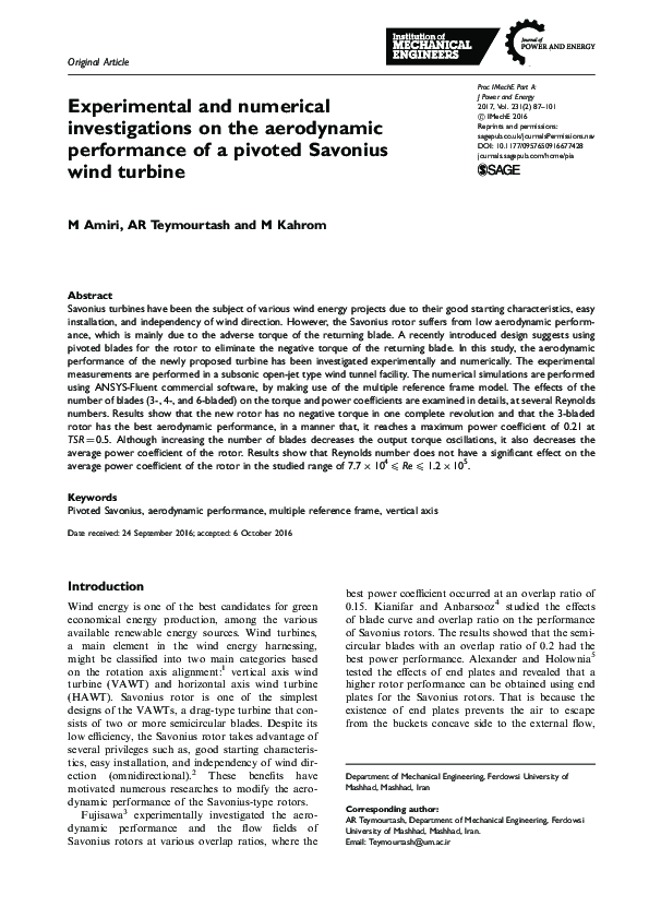(PDF) Experimental and numerical investigations on the aerodynamic ...