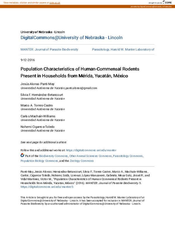 (PDF) Population Characteristics of Human-Commensal Rodents Present in ...