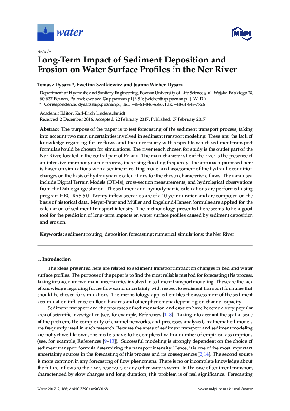 (PDF) Long-Term Impact of Sediment Deposition and Erosion on Water ...