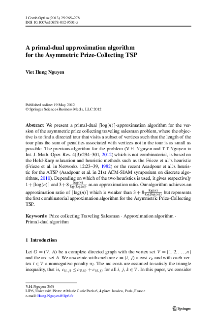 (PDF) A primal-dual approximation algorithm for the Asymmetric Prize ...