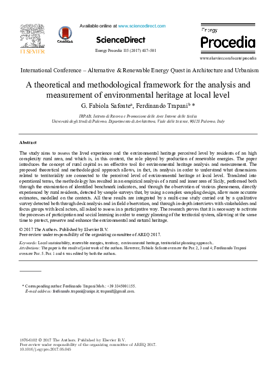 (PDF) A Theoretical and Methodological Framework for the Analysis and ...