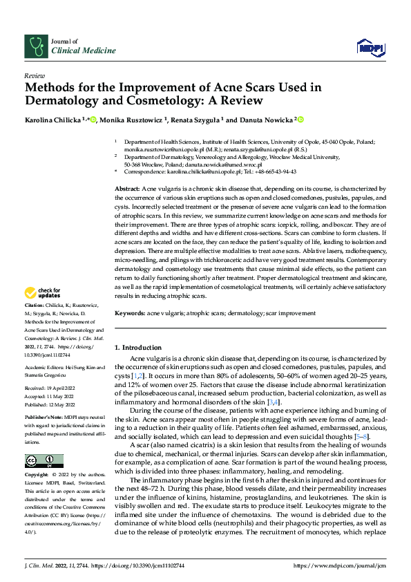 (PDF) Methods for the Improvement of Acne Scars Used in Dermatology and ...