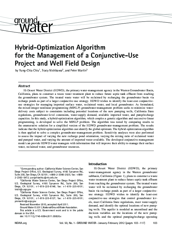 (PDF) Hybrid‐Optimization Algorithm for the Management of a Conjunctive ...