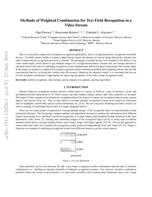(PDF) Methods of weighted combination for text field recognition in a ...