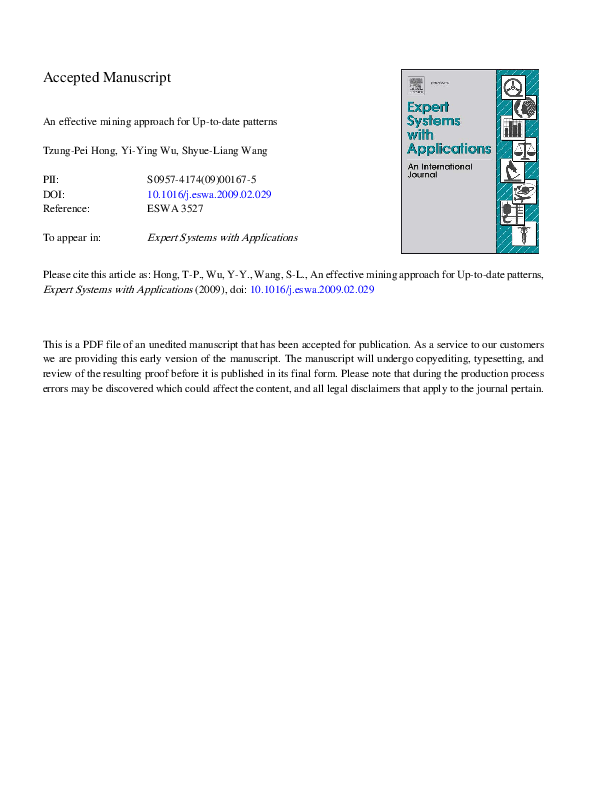 (PDF) An effective mining approach for up-to-date patterns