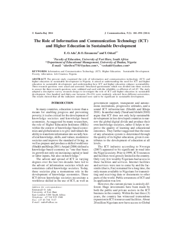 (PDF) The Role of Information and Communication Technology (ICT) and ...