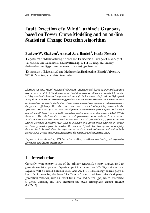 (PDF) Fault Detection of a Wind Turbine's Gearbox, based on Power Curve ...