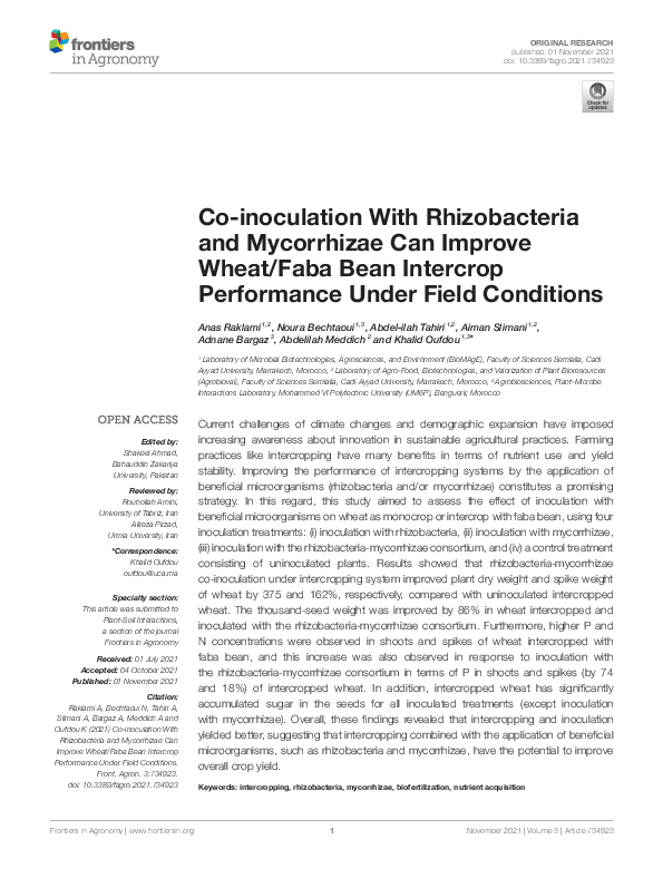 (PDF) Co-inoculation With Rhizobacteria and Mycorrhizae Can Improve ...