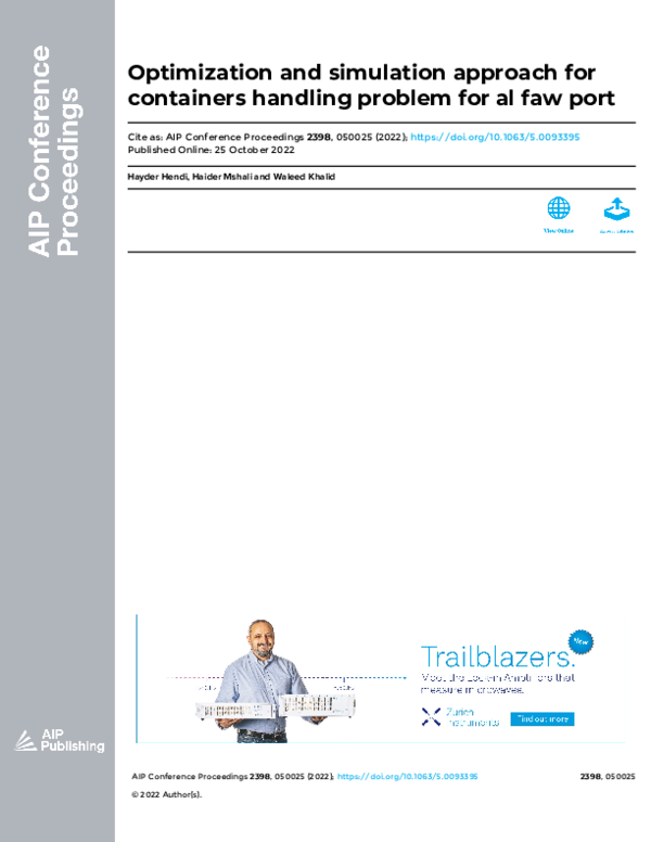 (PDF) Optimization and simulation approach for containers handling ...